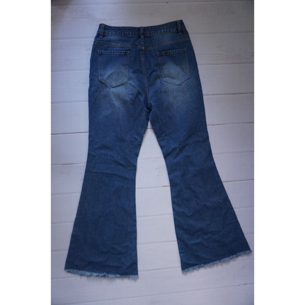 NYK Bell Bottom Flare Jeans Ripped High Rise - Size M, NWOT - Picture 5 of 6